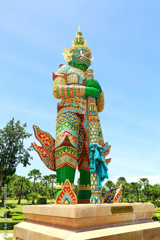 Demon Guardian in the temple of Kanjanaburi Province, Thailand.