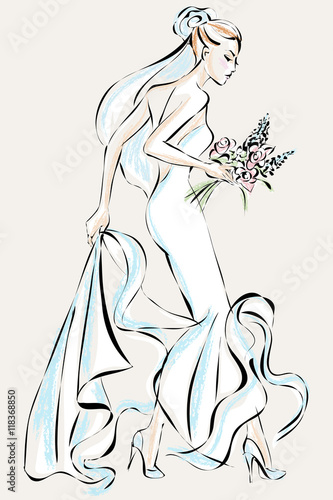 Beautiful bride in wedding dress