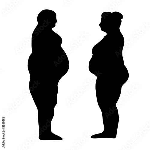 silhouette outline of a fat men and women