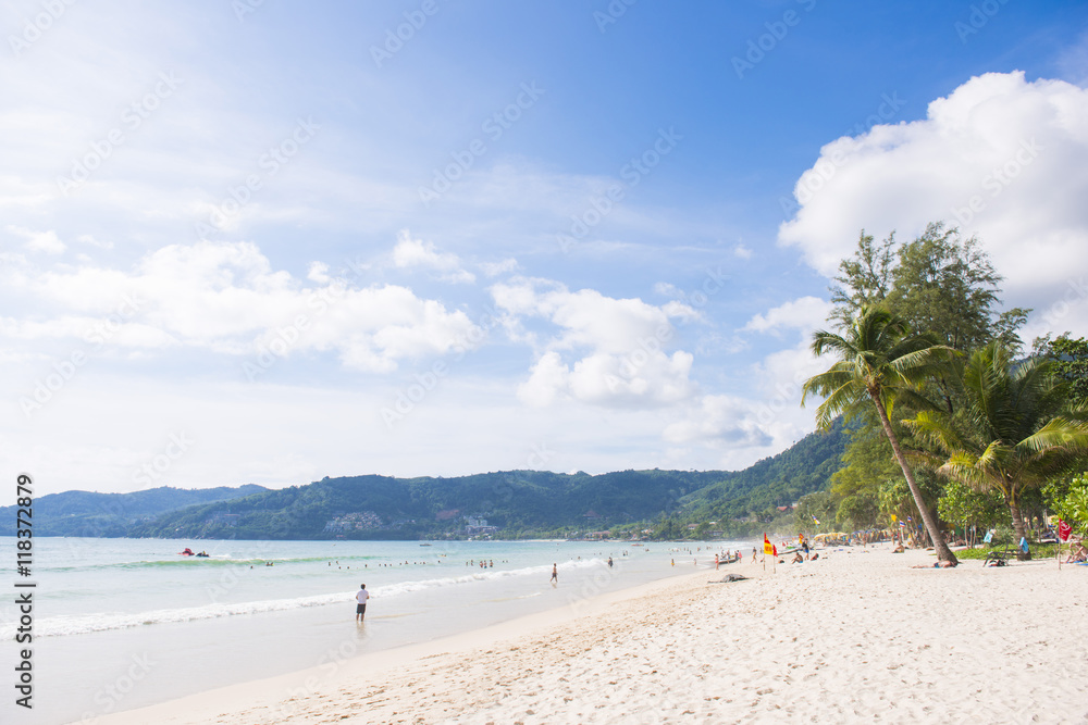 Fototapeta premium Tourists enjoy on the Patong beach, Phuket landmark