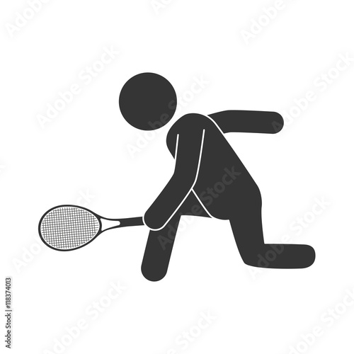 man playing tennis racket icon vector