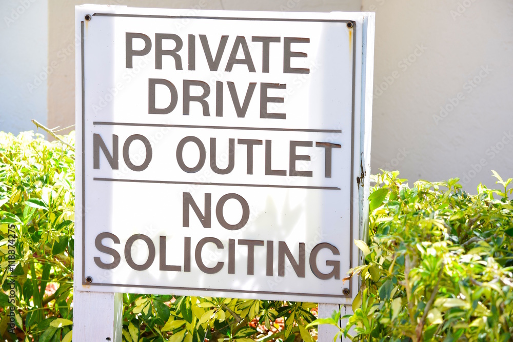 Private Drive/No Outlet/No Soliciting Street Sign Private Drive/No Outlet/No Soliciting Street Sign