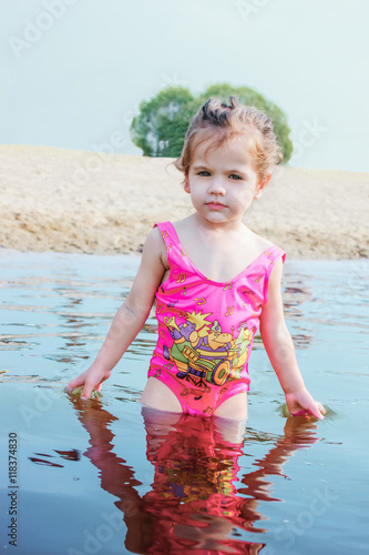 Baby girl inside the sea