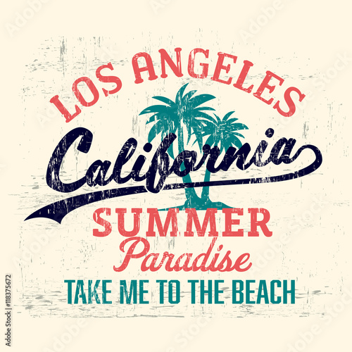 Typography Summer vintage brand logo print for t-shirt. Retro artwork vector illustration