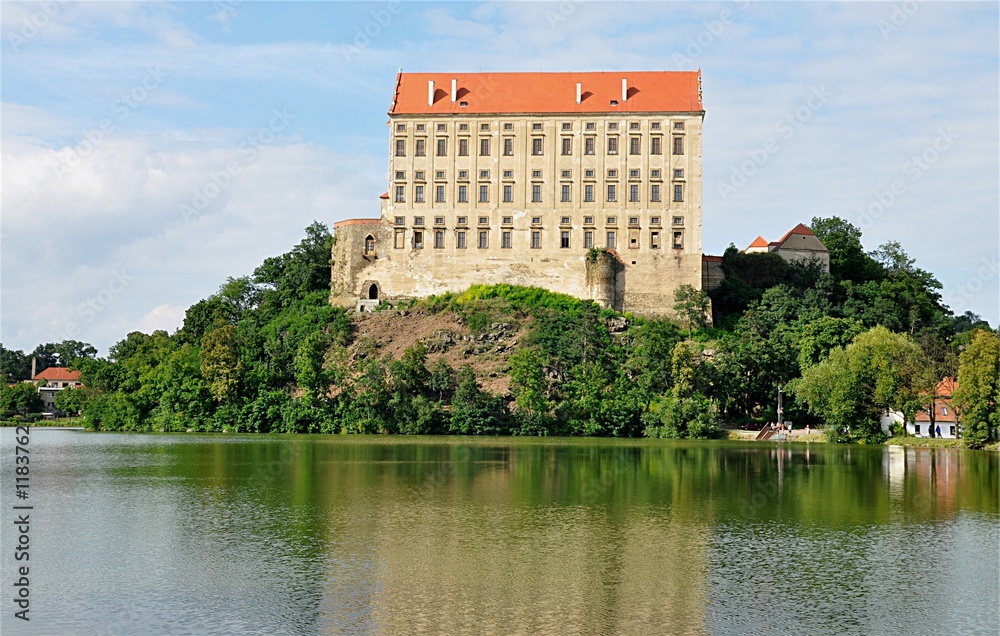 Lake and Castle Plumlov, Czech Republic, Europe