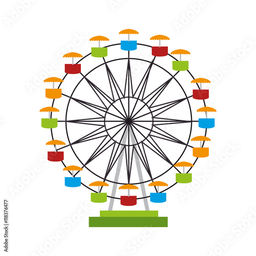 wheel ferris fair attraction icon vector