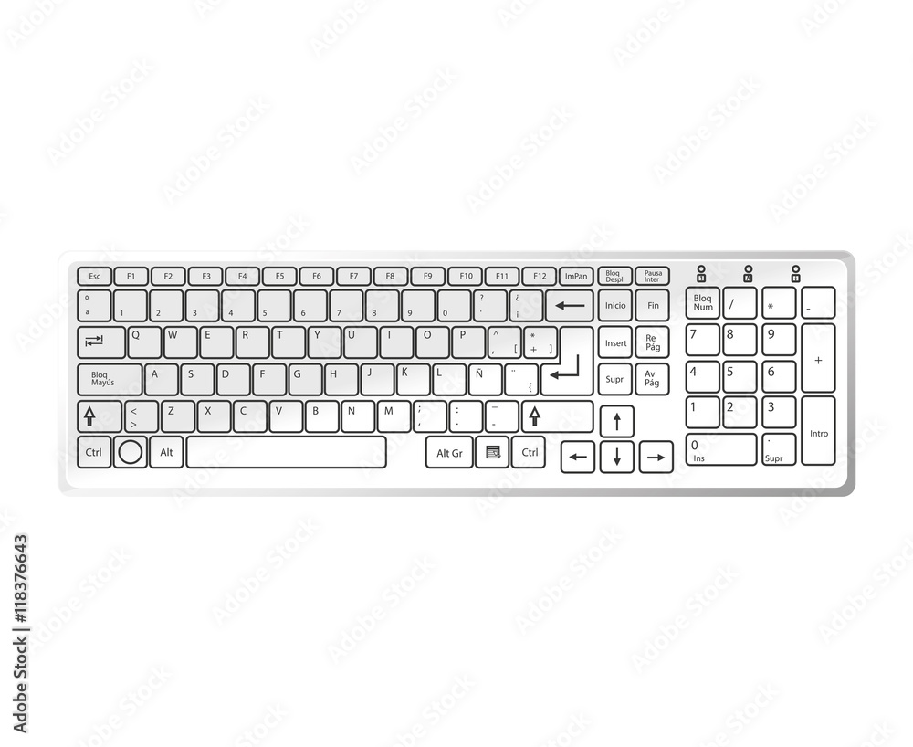 keyboard device computer icon vector