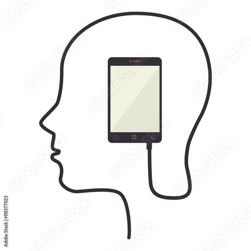 head smartphone connect icon vector