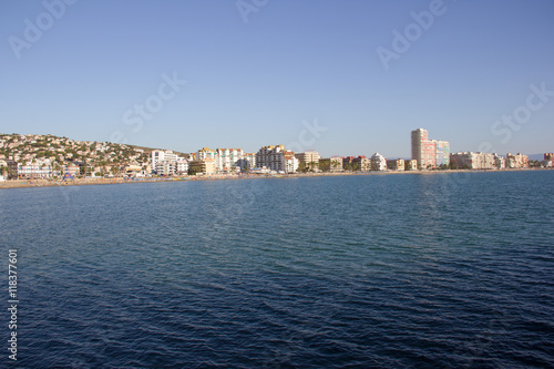 Fototapeta Naklejka Na Ścianę i Meble -  Beautiful  cityscape over Mediterranean sea, Europe, Spain, Peñ