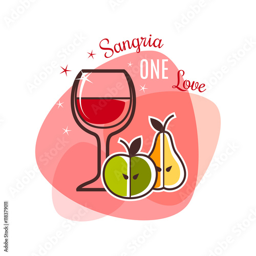 Sangria and fruits emblem