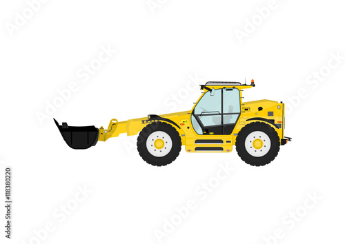 Telescopic handler on a white background. Flat vector