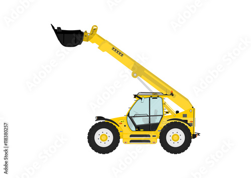 Telescopic handler on a white background. Flat vector