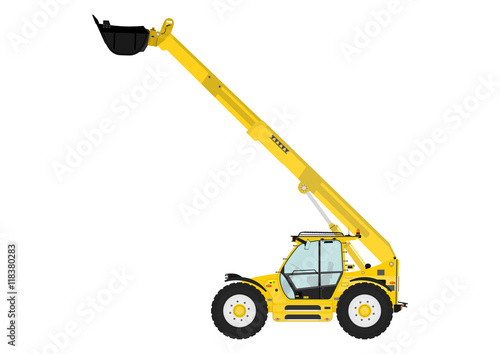 Telescopic handler on a white background. Flat vector