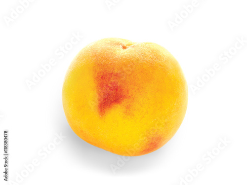 Ripe yellow peach isolated on white
