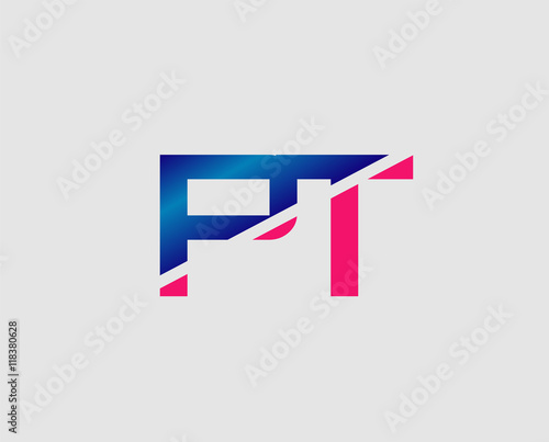 PT initial monogram logo  