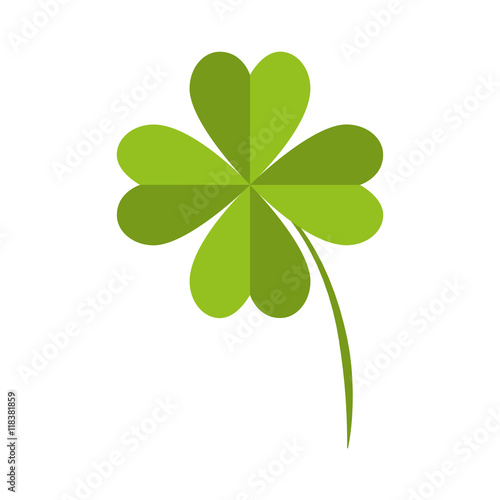 clover lucky fourth leaf plant fortune irish natural vector illustration isolated
