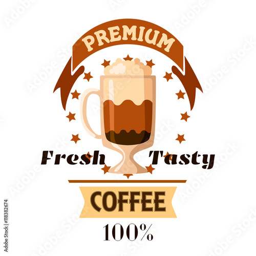 Cappuccino latte coffee cup cafe label