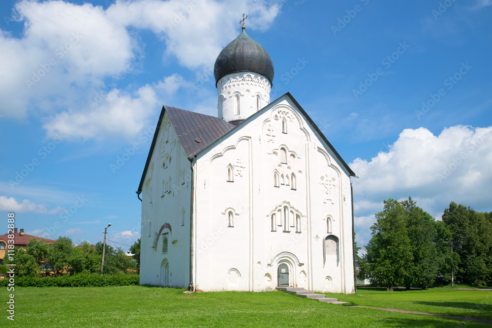 Medieval Spaso-Preobrazhensky Church, a Sunny day in July. Veliky Novgorod, Russia