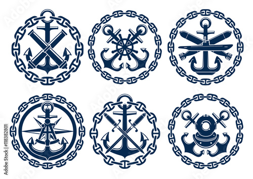 Marine and nautical emblems, icons
