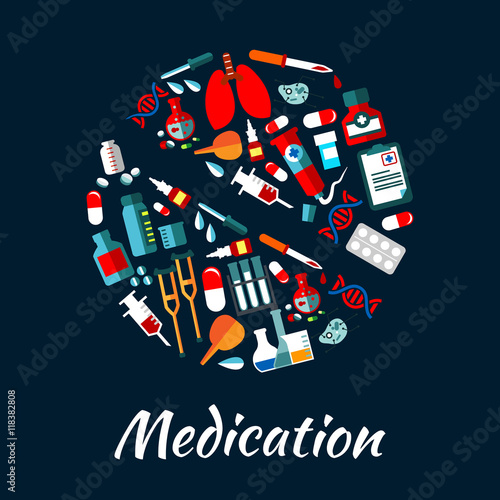 Medication poster with icons in pill shape