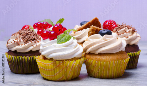 delicious, fresh cupcakes with fresh berries