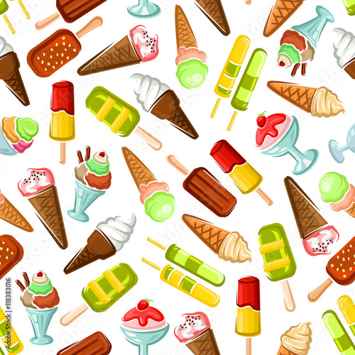 Ice cream seamless pattern background