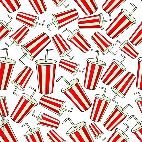 Classic red Coke paper cup seamless background