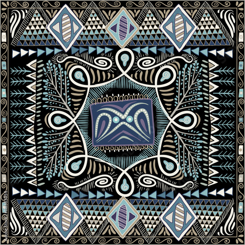 Colorful decorative pattern for shawl, bandana. Ethnic background photo