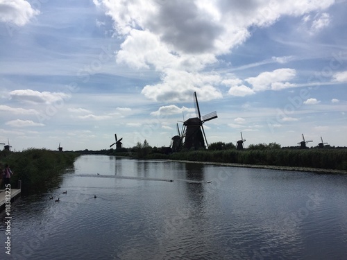 Mulini a vento con fiume, Kinderdijk, Olanda