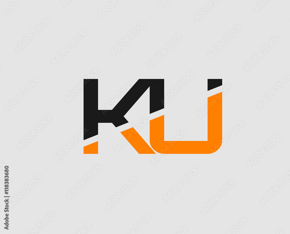 Obraz premium KU negative space letter logo 