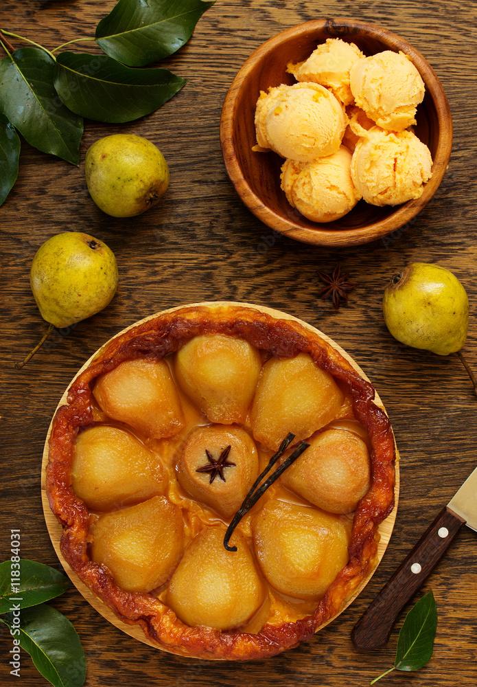 Pear tart Tatin with caramel. Pear tart Tatin with caramel.
