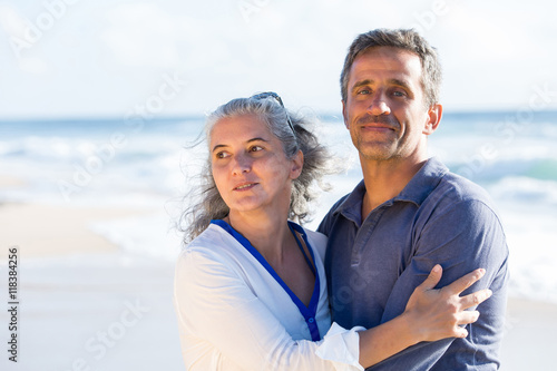 romantic portrait of mid aged couple in love