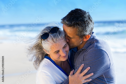 romantic portrait of mid aged couple in love