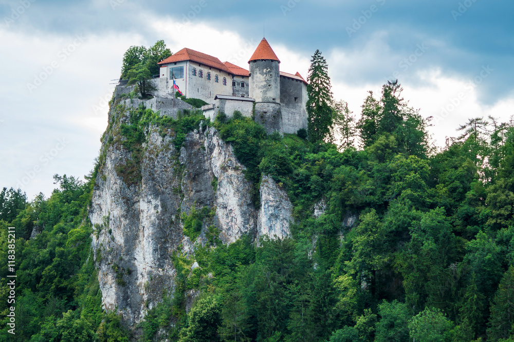 Bled castle on hill in Slovenia