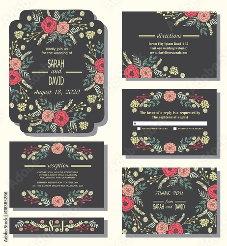 Vector set of invitation cards