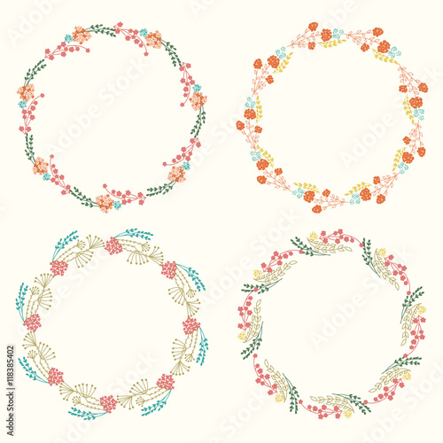 The set of hand-drawn  wreaths 