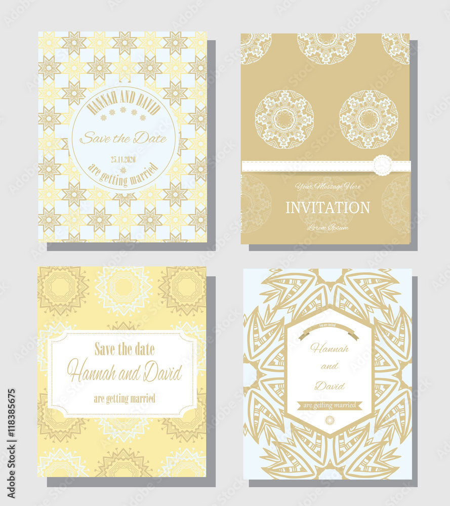 Fototapeta premium Set of vintage wedding cards