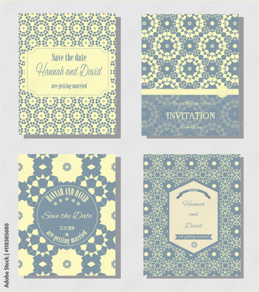 Fototapeta premium Set of vintage wedding cards