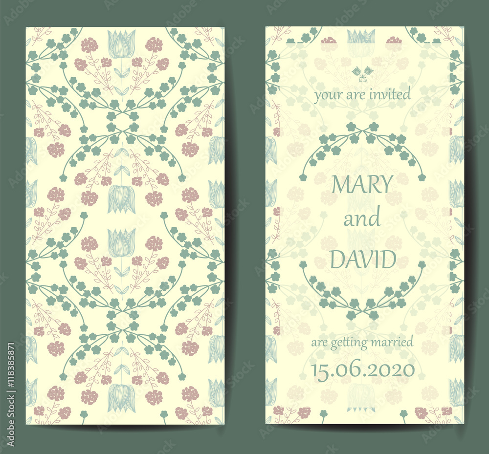 Vintage card or wedding invitation