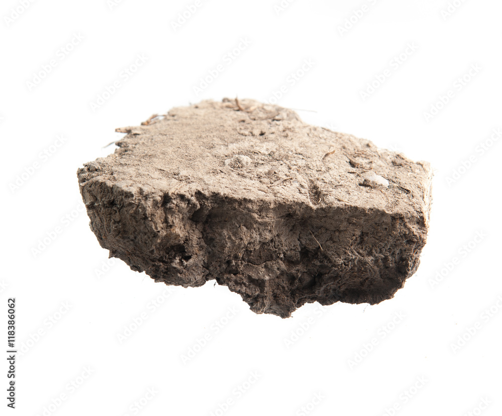 Pile soil isolated on white background