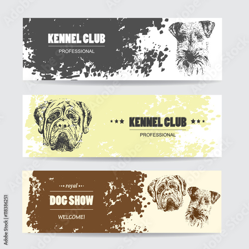 Kennel club horizontal banners set