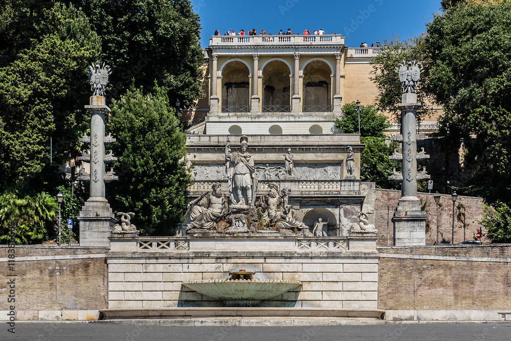Fontana del Nettuno (Neptune Fountain) at People's Square. Rome.