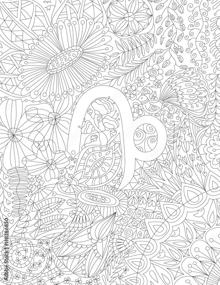 Fototapeta premium Hand-drawn zodiac sign capricorn