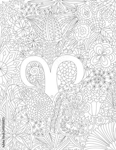 Hand-drawn zodiac sign aries 