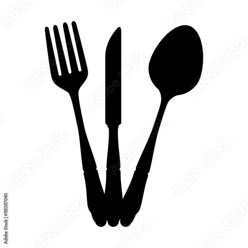 silverware fork spoon knife utensil dinner dining vector illustration isolated