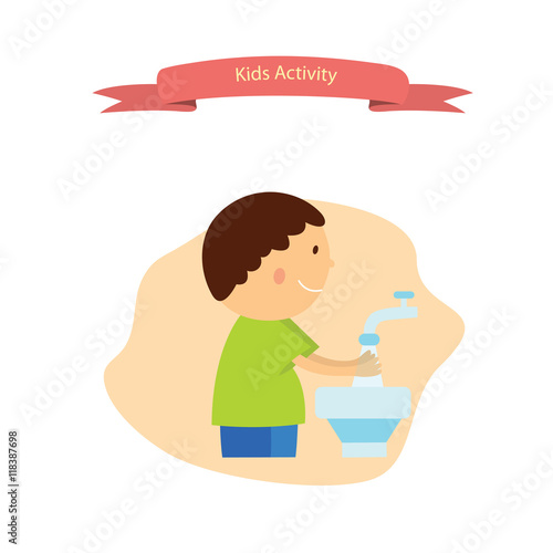 A Young Boy Washing His Hands
