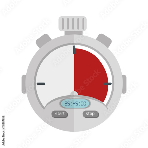 chronometer device time countdown counter button training vector illustration isolated
