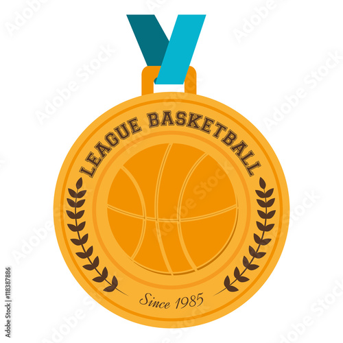 basketball medal winner championship league victory award vector illustration isolated