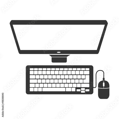 monitor pc computer screen device keyboard mouse technology computer vector  illustration isolated 