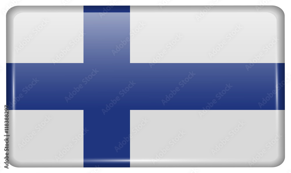 Flags Finland in the form of a magnet on refrigerator with reflections light. Vector Flags Finland in the form of a magnet on refrigerator with reflections light. Vector
